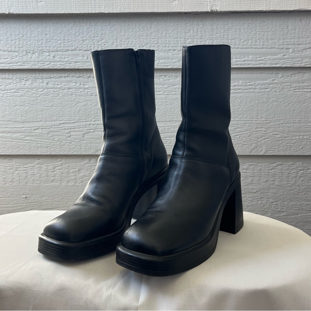 black platform boots